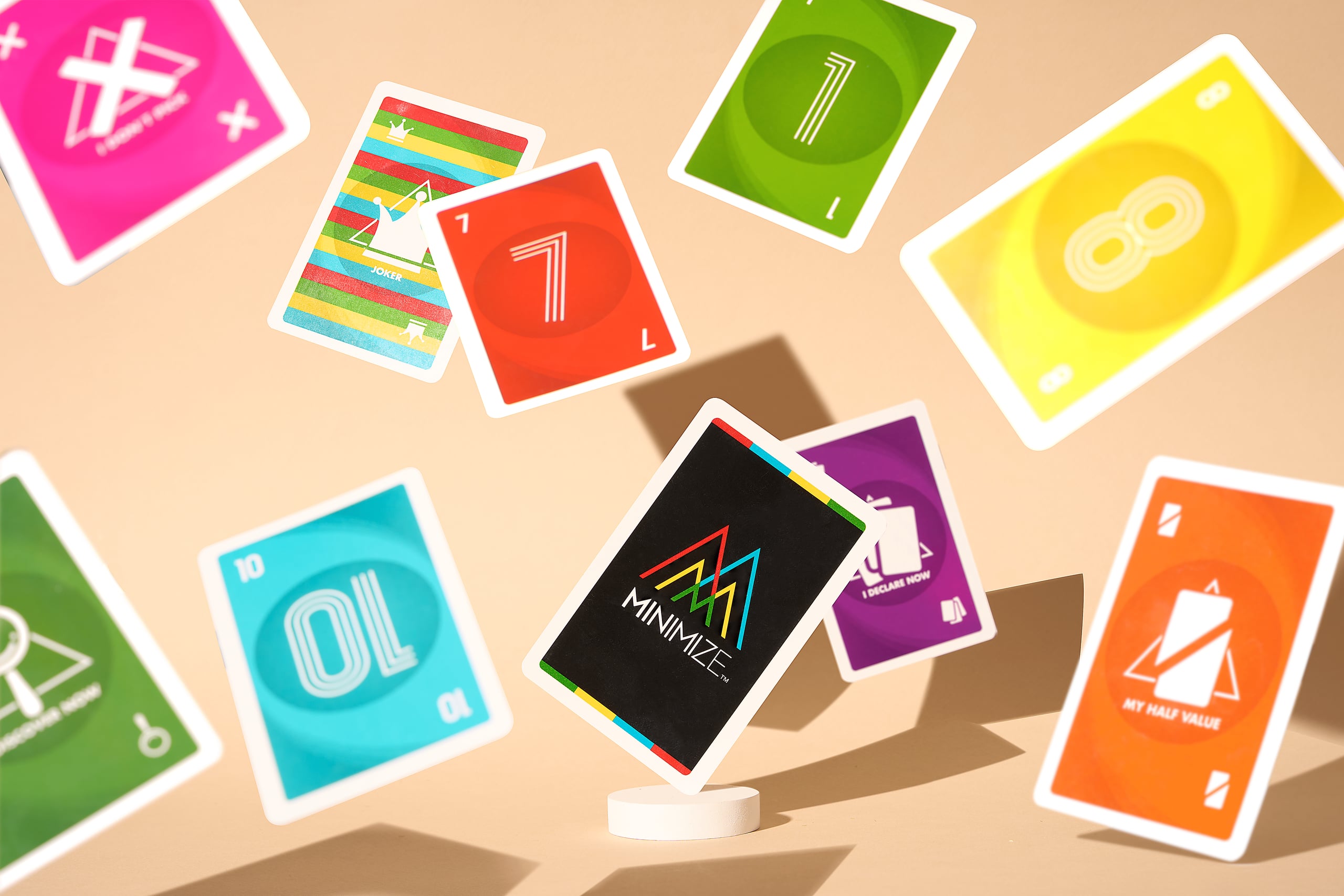 Minimize power cards and number cards scattered mid-air