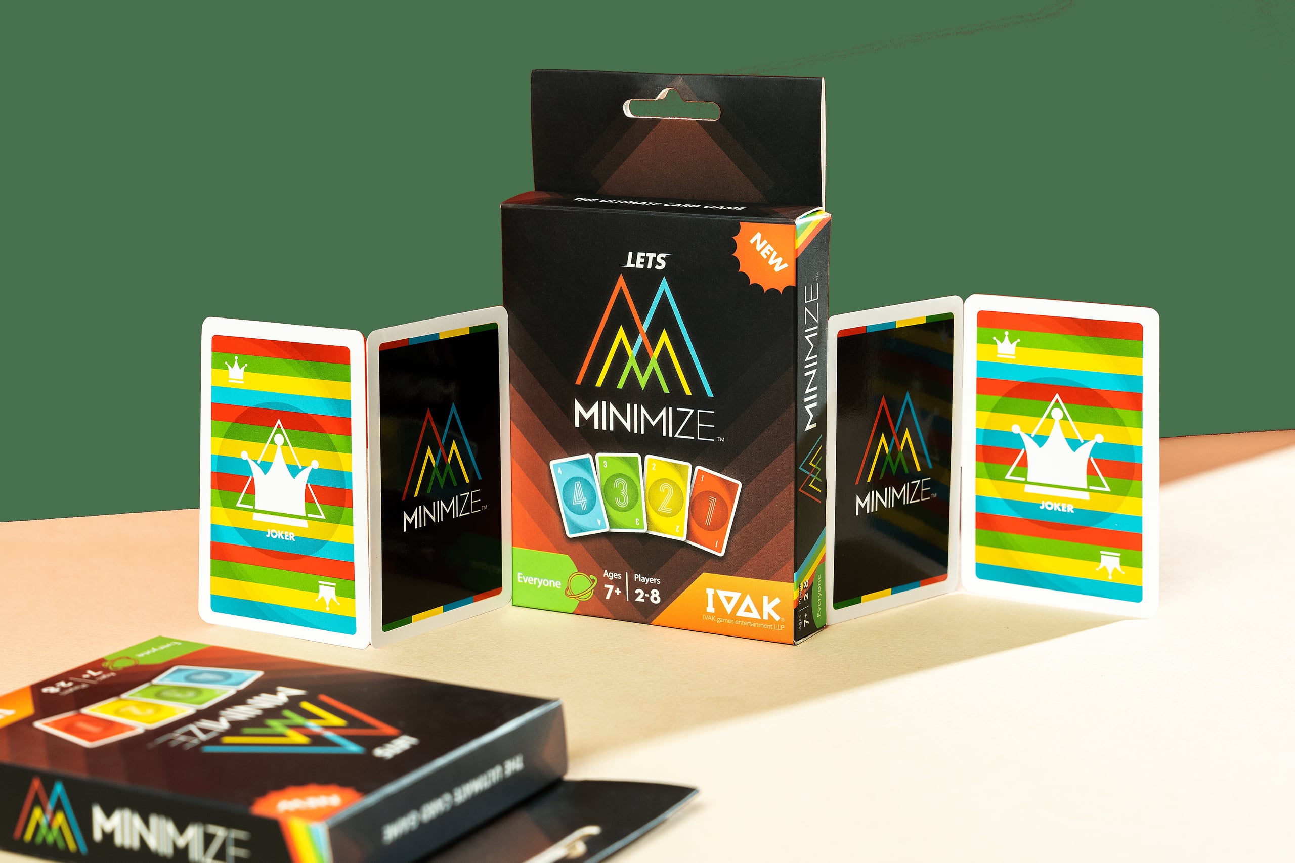 Minimize box standing among fanned Joker cards
